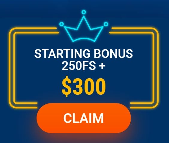 The informative banner that highlights the attractive starting bonus offer for new players, enticing them to register and take advantage of this special promotion.